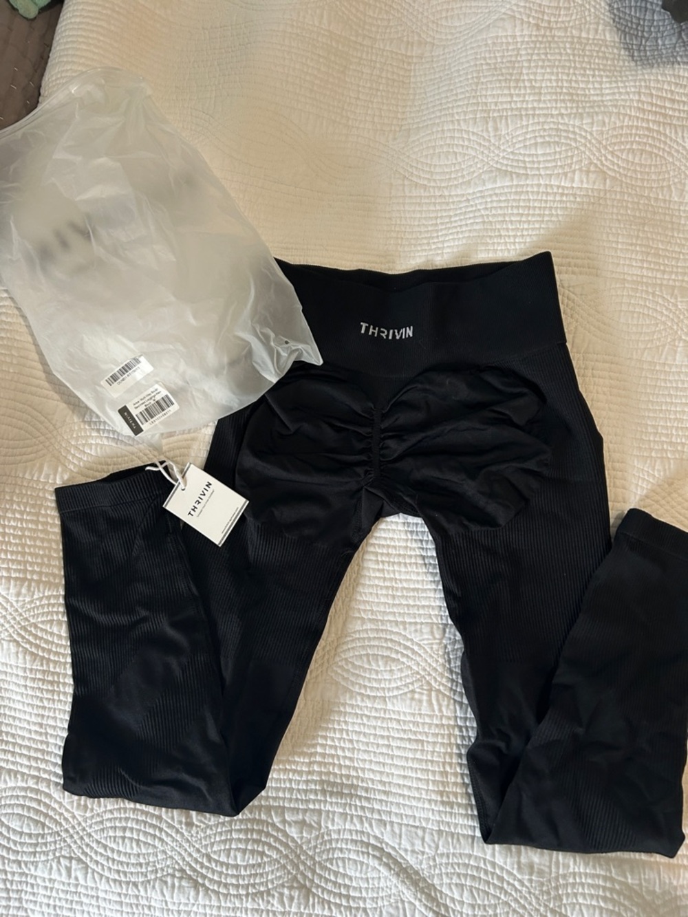 women's black Thrivin Leggings with Scrunch Detail